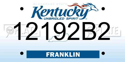 12192B2 Kentucky License Plate