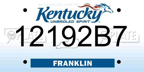 12192B7 Kentucky License Plate