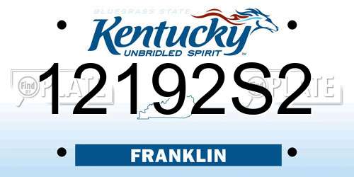 12192S2 Kentucky License Plate