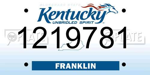 1219781 Kentucky License Plate
