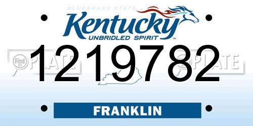 1219782 Kentucky License Plate