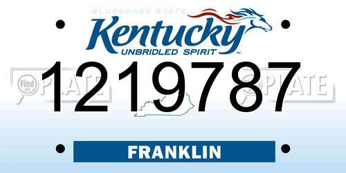 1219787 Kentucky License Plate