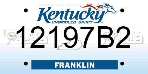 12197B2 Kentucky License Plate