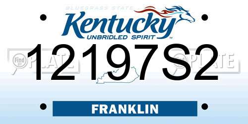 12197S2 Kentucky License Plate