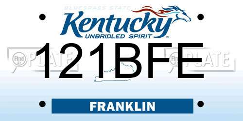 121BFE Kentucky License Plate