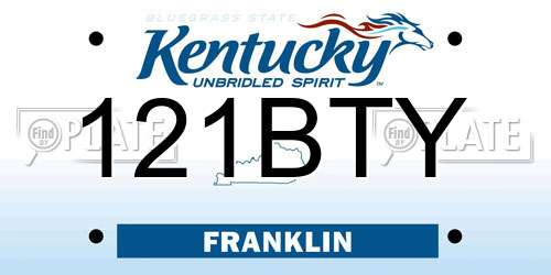 121BTY Kentucky License Plate