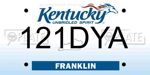 121DYA Kentucky License Plate