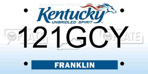 121GCY Kentucky License Plate
