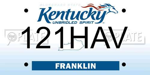 121HAV Kentucky License Plate