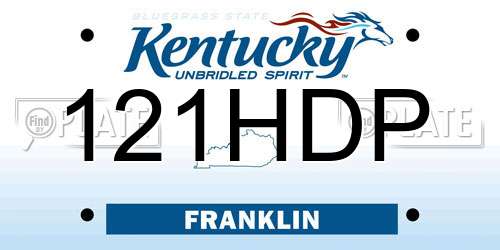 121HDP Kentucky License Plate