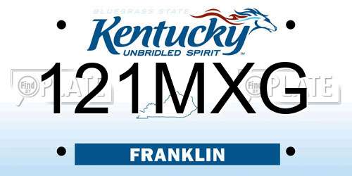 121MXG Kentucky License Plate