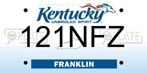 121NFZ Kentucky License Plate