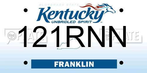 121RNN Kentucky License Plate