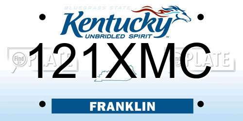 121XMC Kentucky License Plate