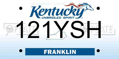 121YSH Kentucky License Plate