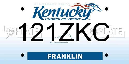 121ZKC Kentucky License Plate