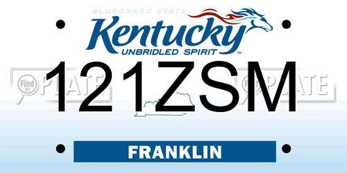 121ZSM Kentucky License Plate