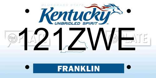 121ZWE Kentucky License Plate