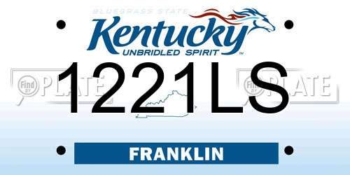 1221LS Kentucky License Plate