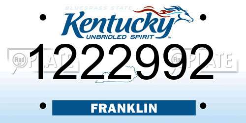1222992 Kentucky License Plate