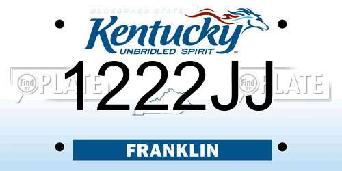 1222JJ Kentucky License Plate