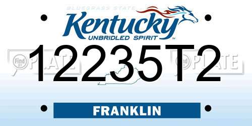 12235T2 Kentucky License Plate