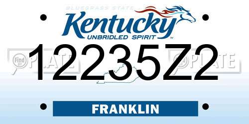 12235Z2 Kentucky License Plate