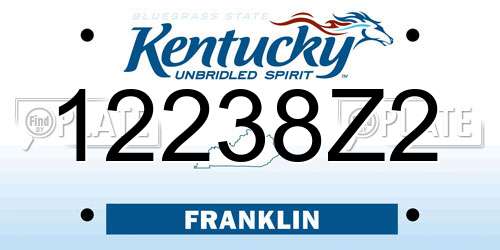 12238Z2 Kentucky License Plate