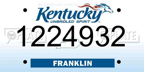 1224932 Kentucky License Plate
