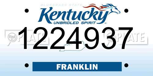 1224937 Kentucky License Plate