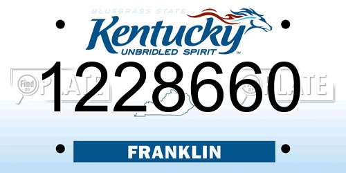 1228660 Kentucky License Plate