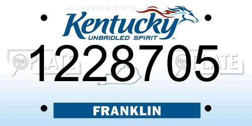 1228705 Kentucky License Plate