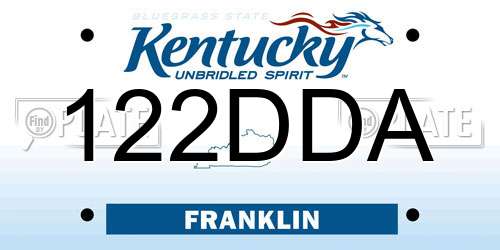 122DDA Kentucky License Plate