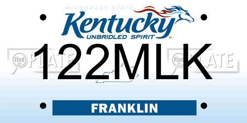 122MLK Kentucky License Plate
