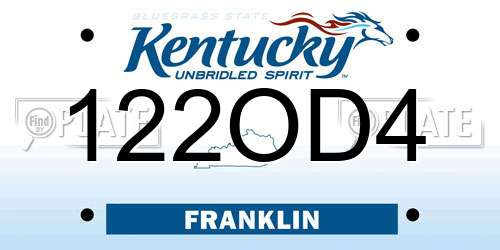 122OD4 Kentucky License Plate