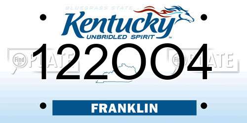 122OO4 Kentucky License Plate