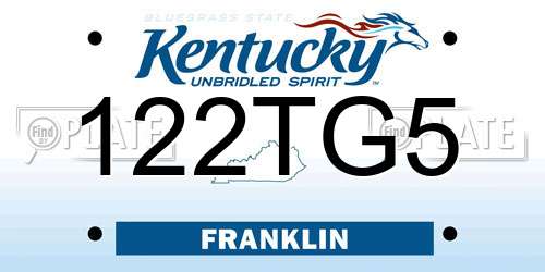 122TG5 Kentucky License Plate