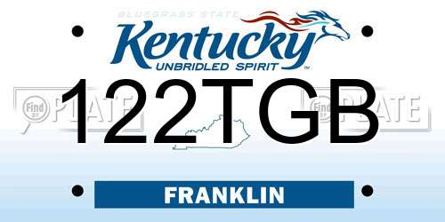 122TGB Kentucky License Plate