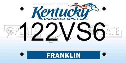 122VS6 Kentucky License Plate