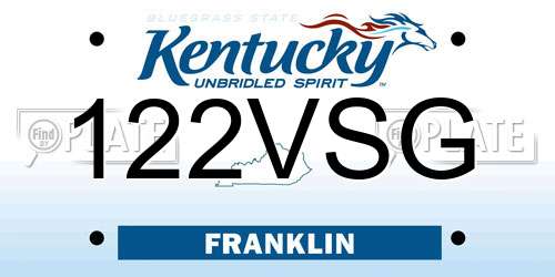 122VSG Kentucky License Plate