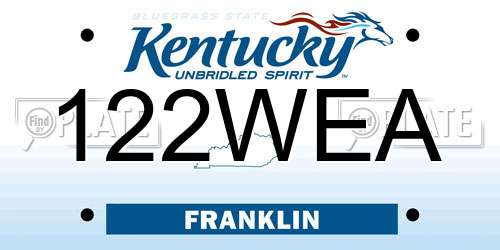122WEA Kentucky License Plate