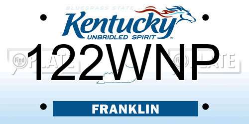 122WNP Kentucky License Plate