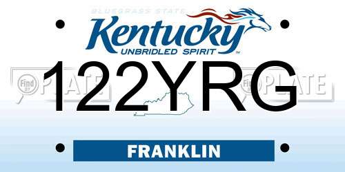122YRG Kentucky License Plate