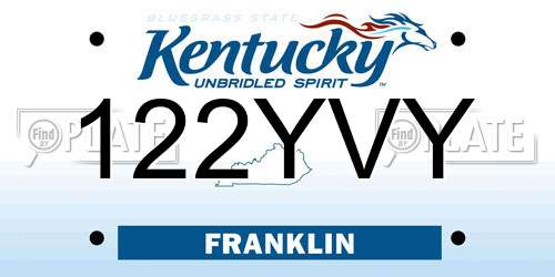 122YVY Kentucky License Plate