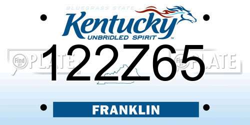 122Z65 Kentucky License Plate
