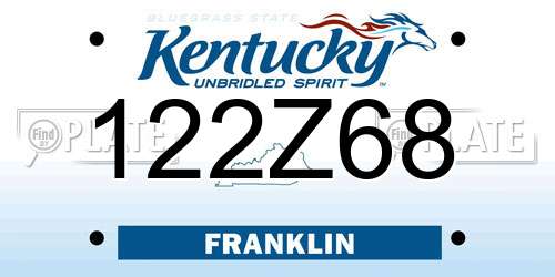 122Z68 Kentucky License Plate