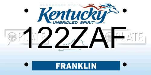 122ZAF Kentucky License Plate