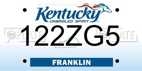 122ZG5 Kentucky License Plate