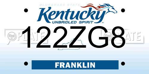 122ZG8 Kentucky License Plate