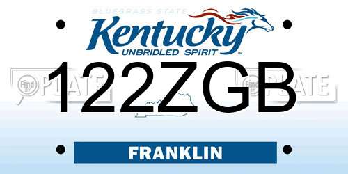 122ZGB Kentucky License Plate